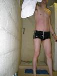 Reaching for the towel