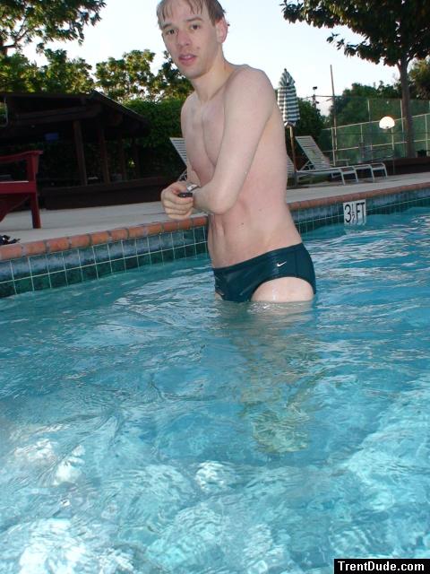 Nike green speedos at the pool