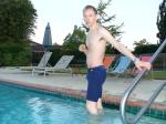 Swimmer in blue Dolphin jammer tights