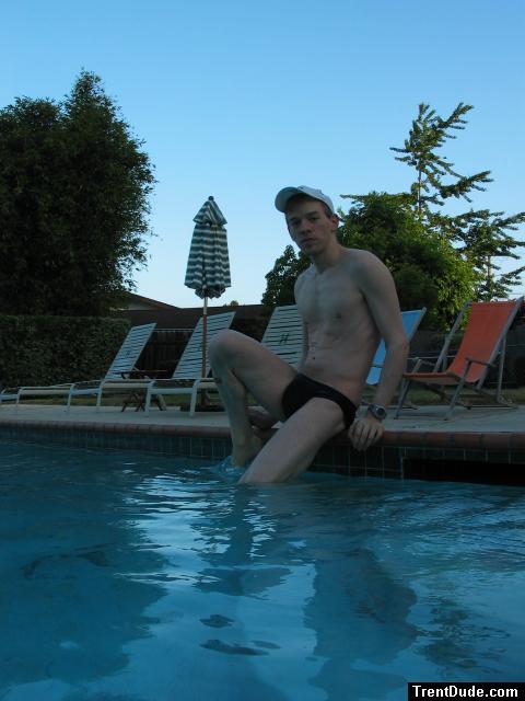 He likes getting up early to show off his speedo at the pool