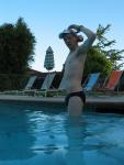 Stretching in a Speedo Solar 1" Swim Brief (front!)