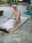 Drying his legs off