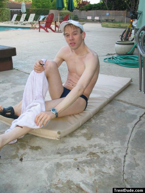 Drying off on the pool deck
