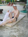 Stretching his legs in a speedo