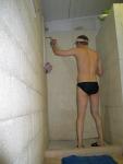guy getting ready to shower