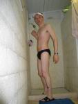 college guy taking a shower in his speedo (best)