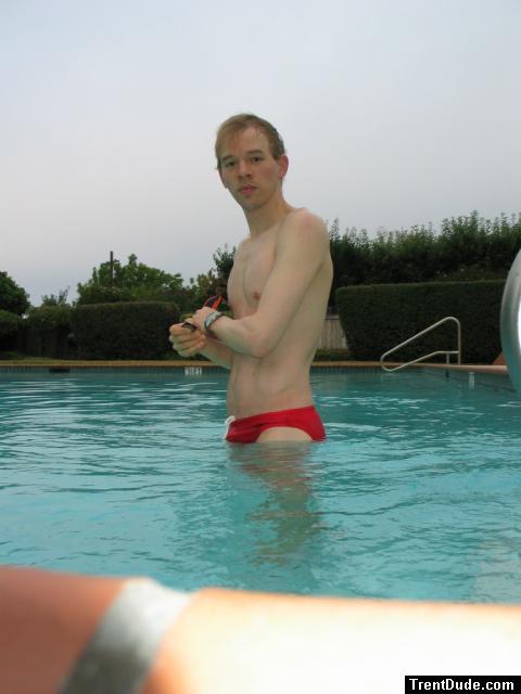 Wishing he could model his red speedo