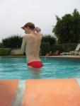 neck, back, and arms in a red Solar Speedo from Macys.com (best!)