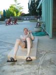 Smiling while doing sit-ups