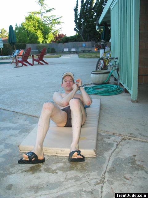 Smiling while doing sit-ups