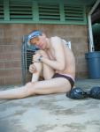 He likes to hug his leg (best)!
