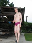 Maroon speedos at a picnic