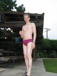 Maroon speedos at a picnic