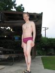 Maroon speedos at a picnic