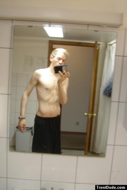 In the shower room at school