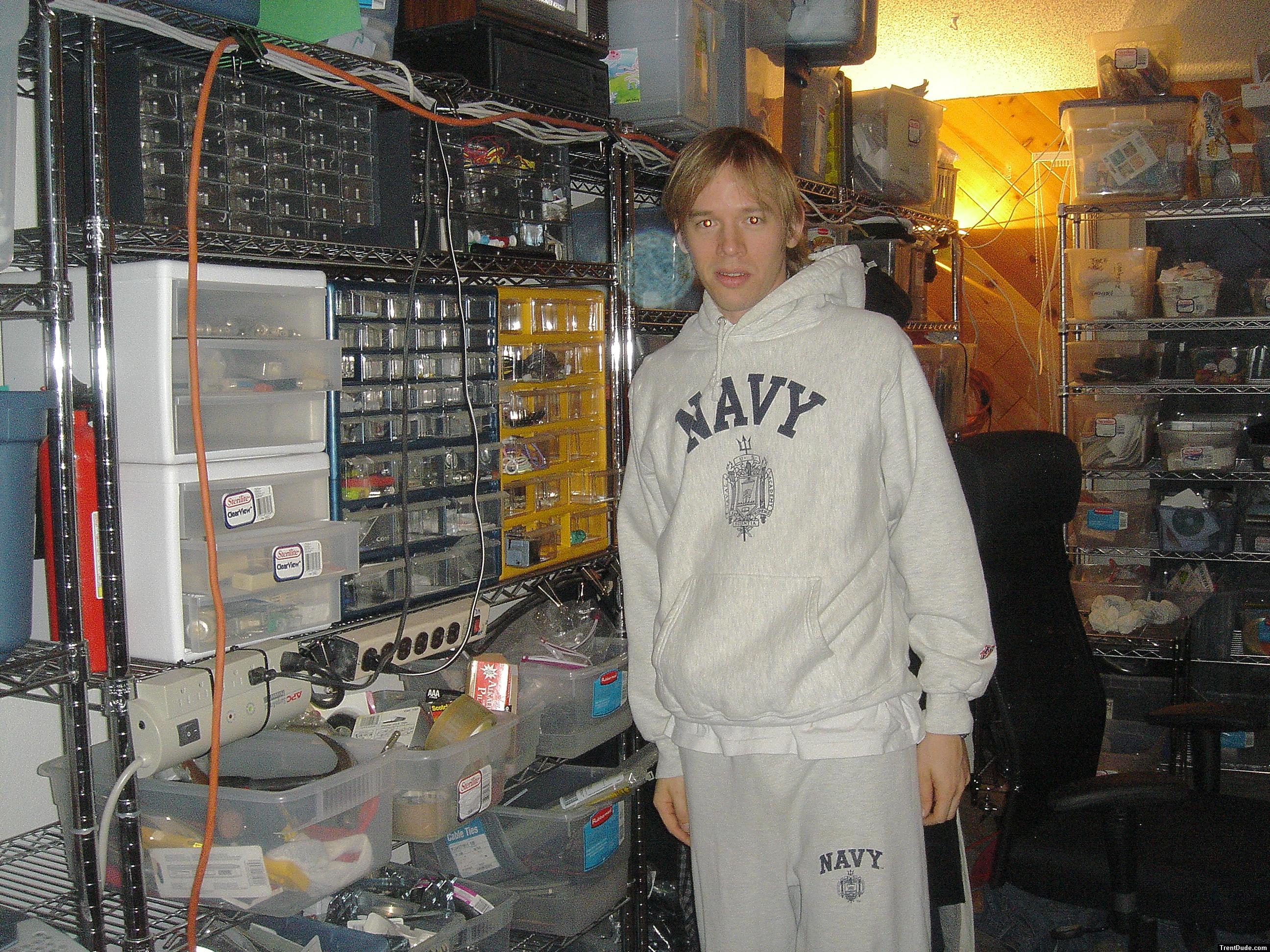 Navy Sweatpants smile  (dressed)