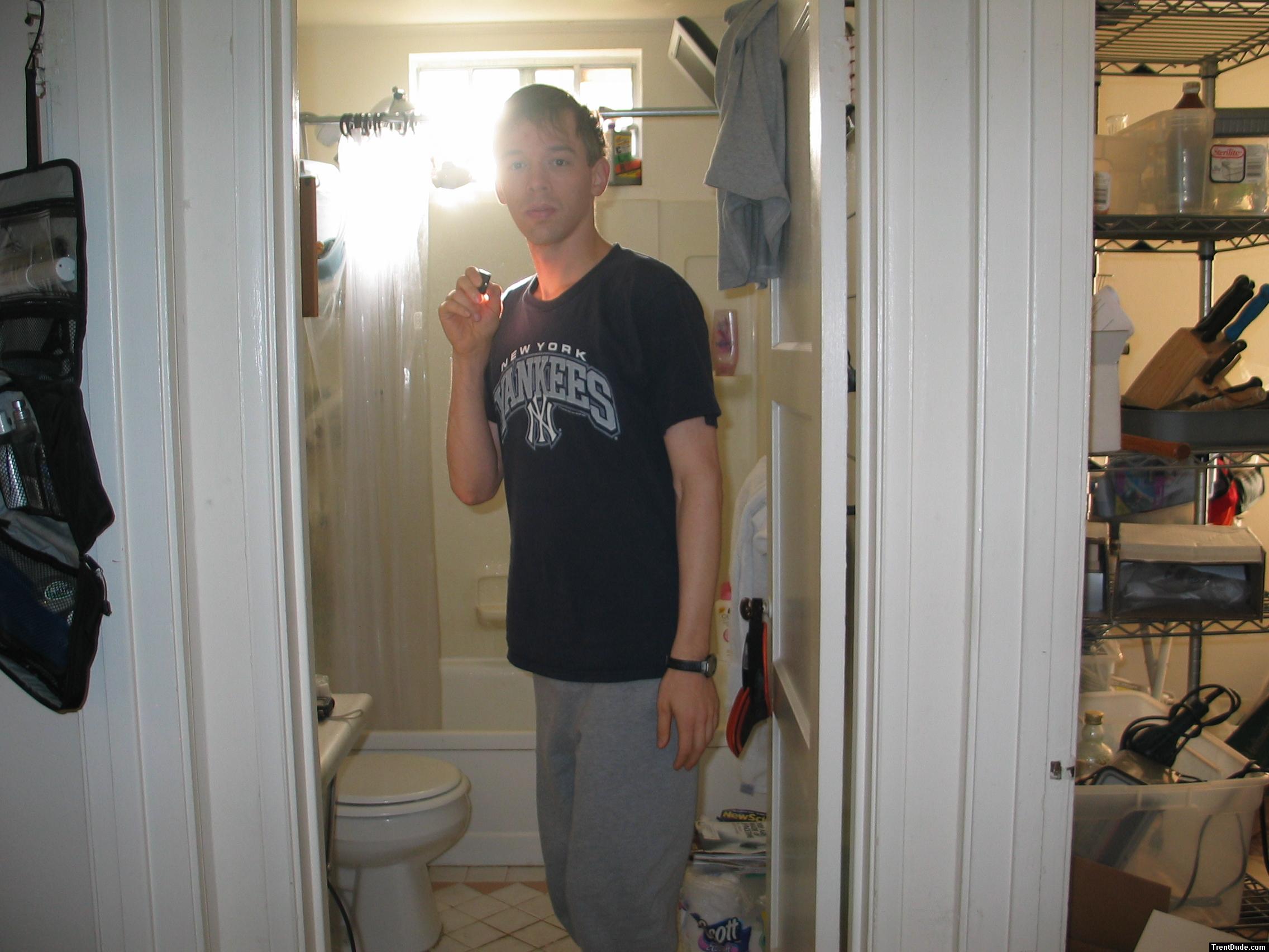 Trent in NY Yankes shirt & grey sweats