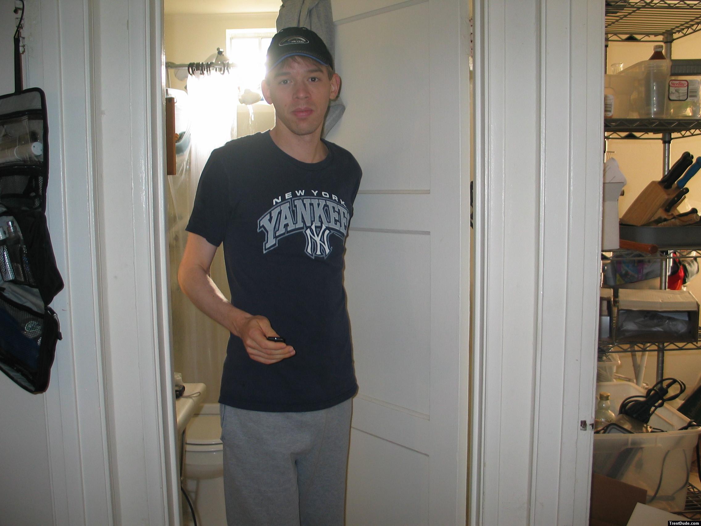 Trent in NY Yankes shirt & grey sweats