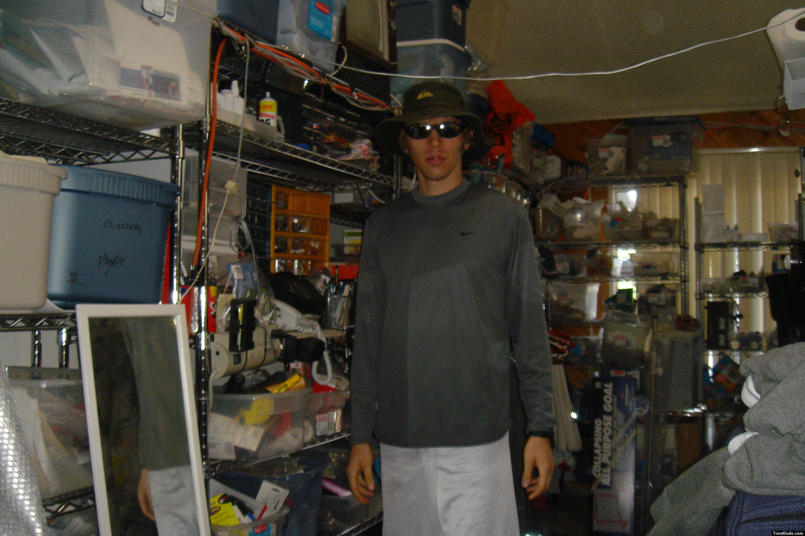 Standing with grey Nike exercise shirt