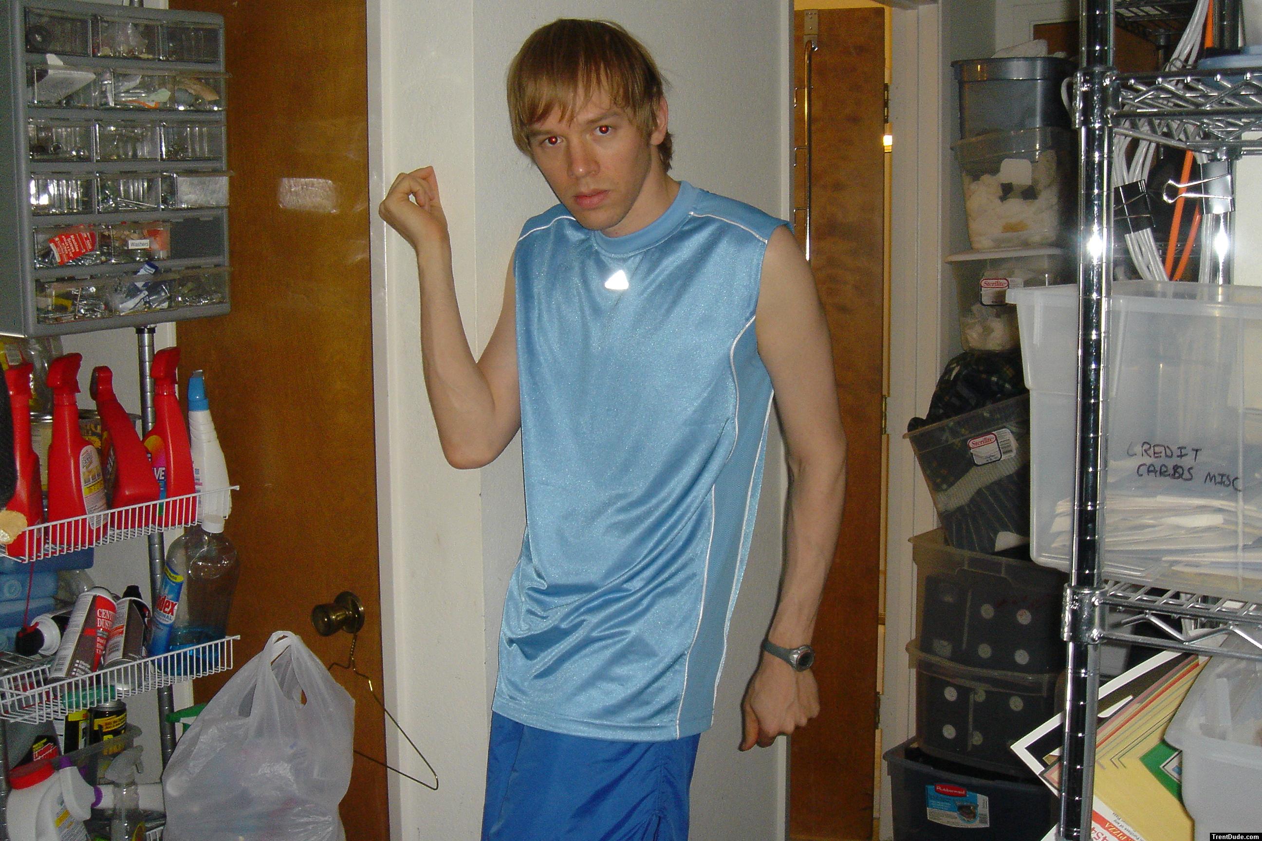 Blue tank top closeup