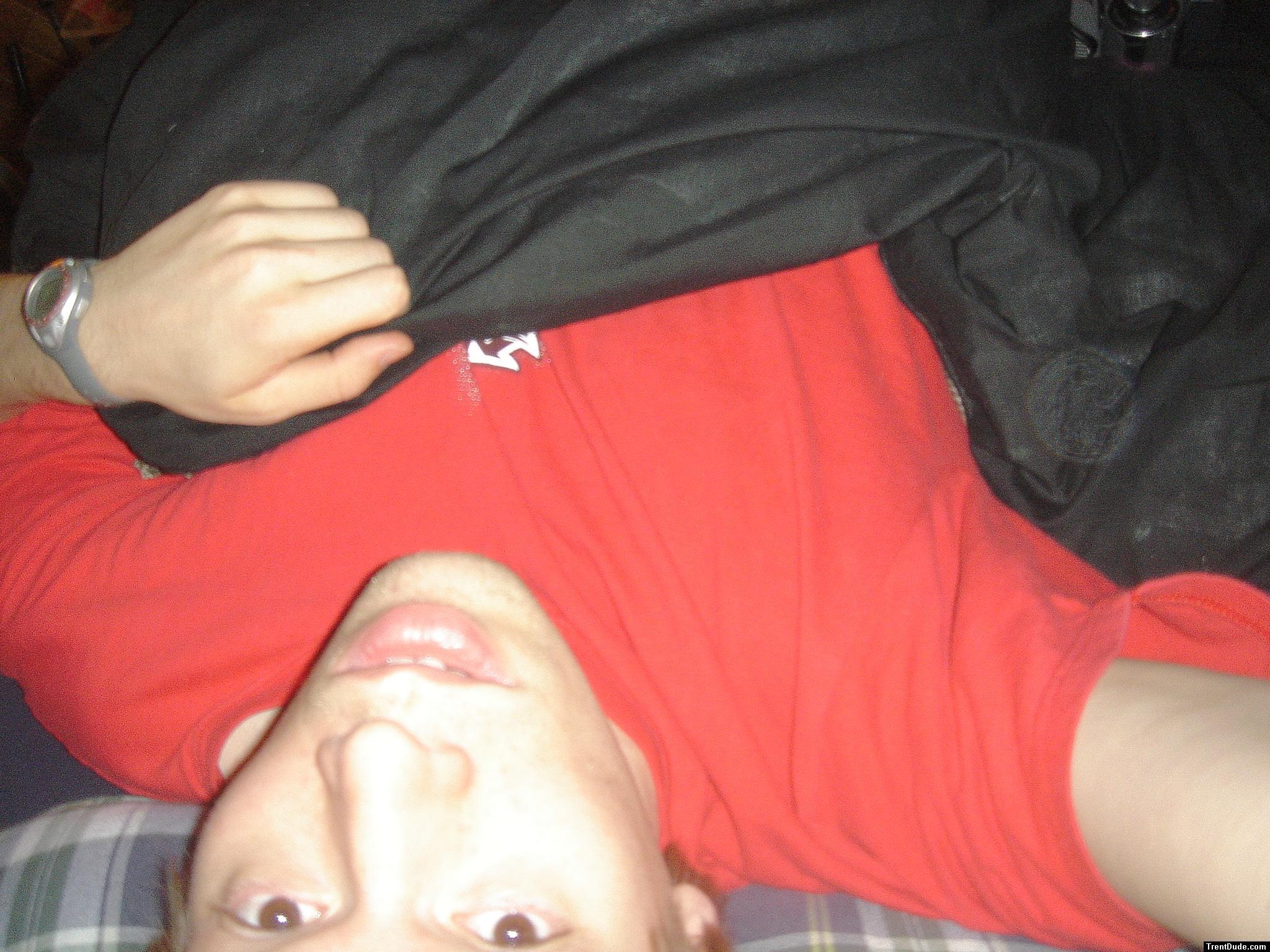 Bed time in Red shirt