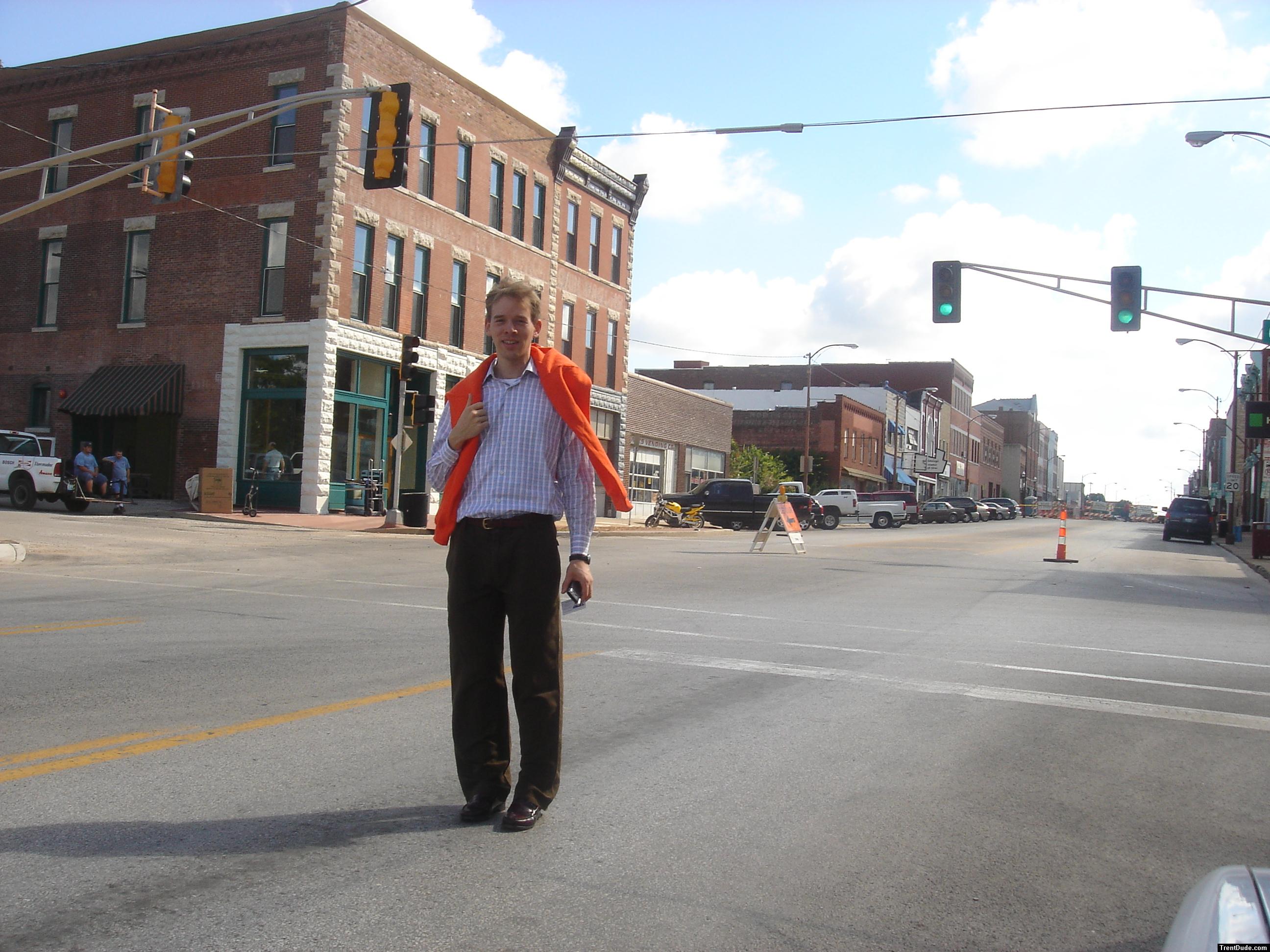 Modeling some Banana Republic clothes in a down town street