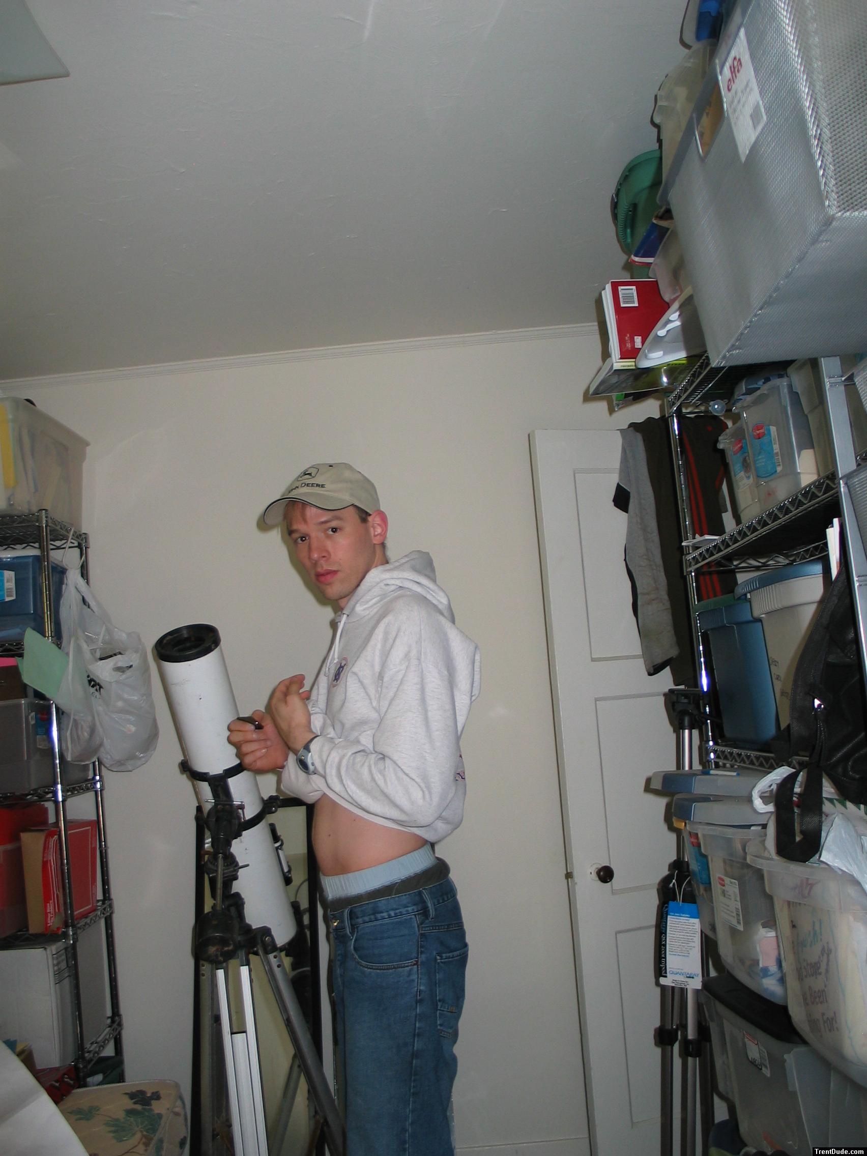 He needs that telescope to see his body parts