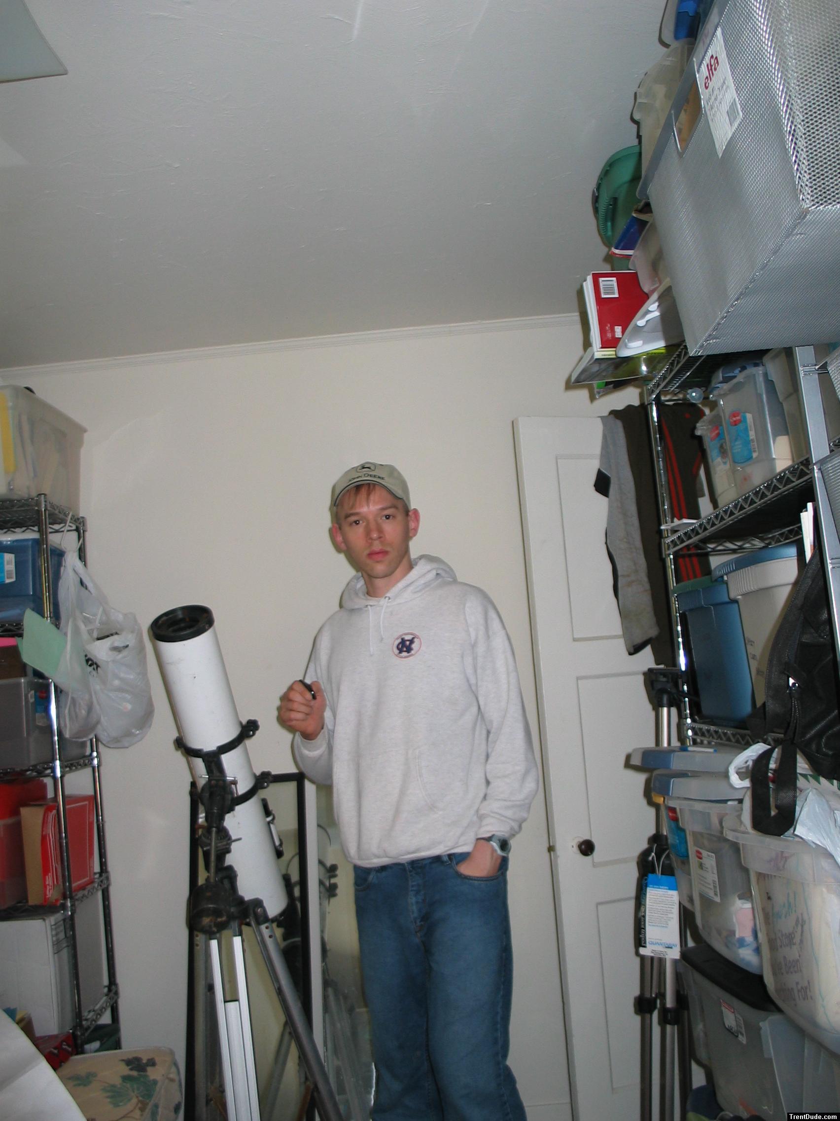 Who does he spy on with that telescope?