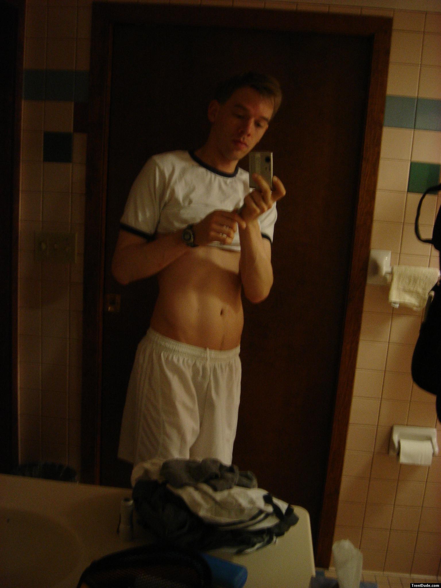 White Adidas ClimaCool Shorts - Shirtless