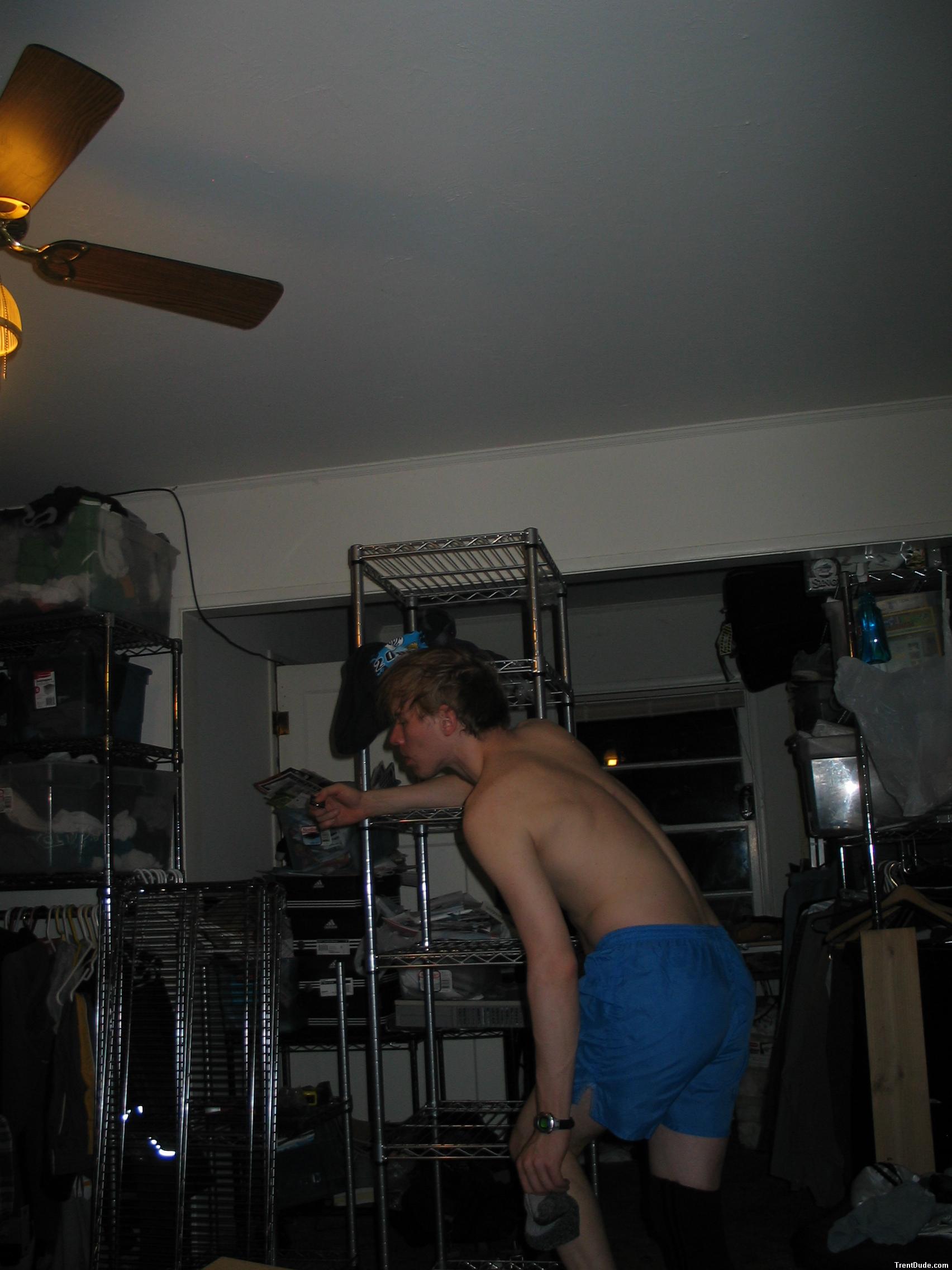 back and blue shorts