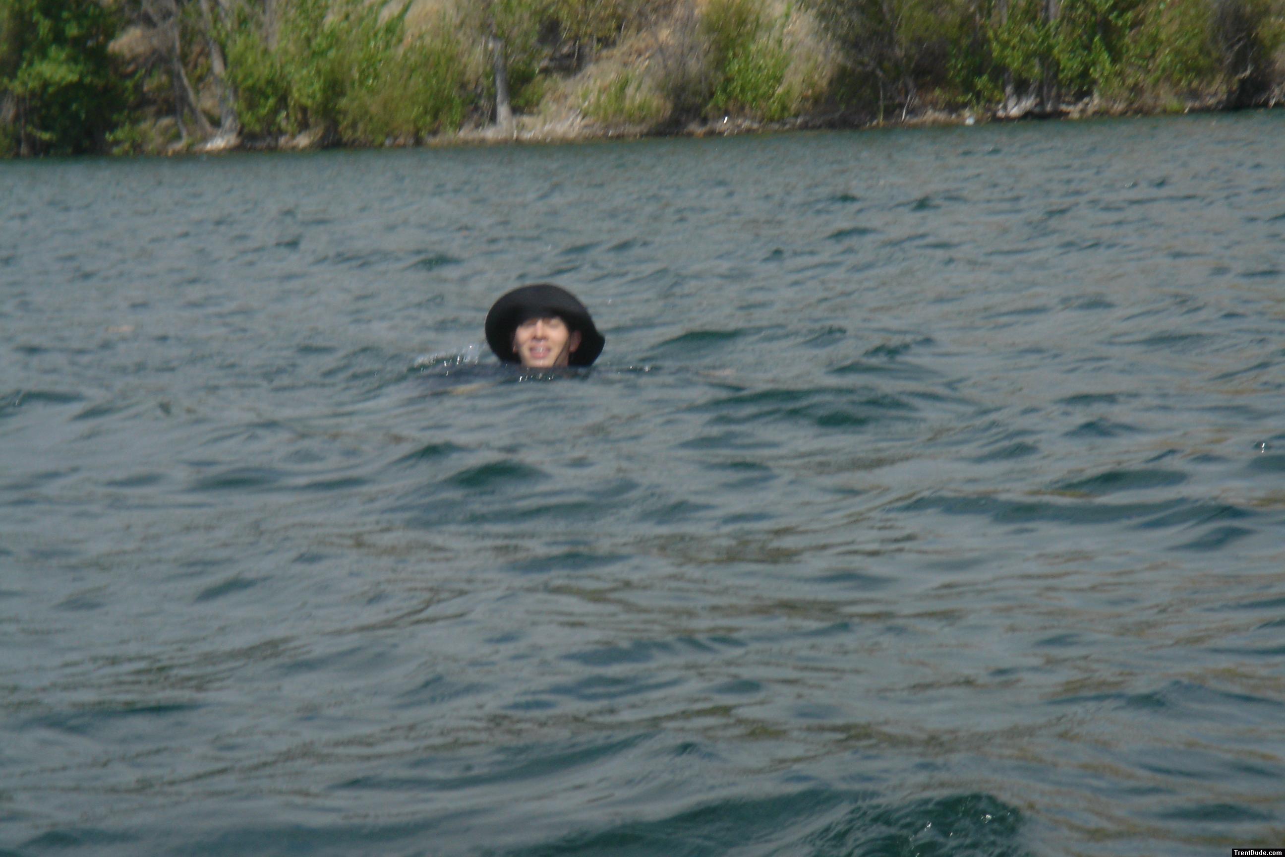 !Trent swimming in a quarry.  Austin, Texas