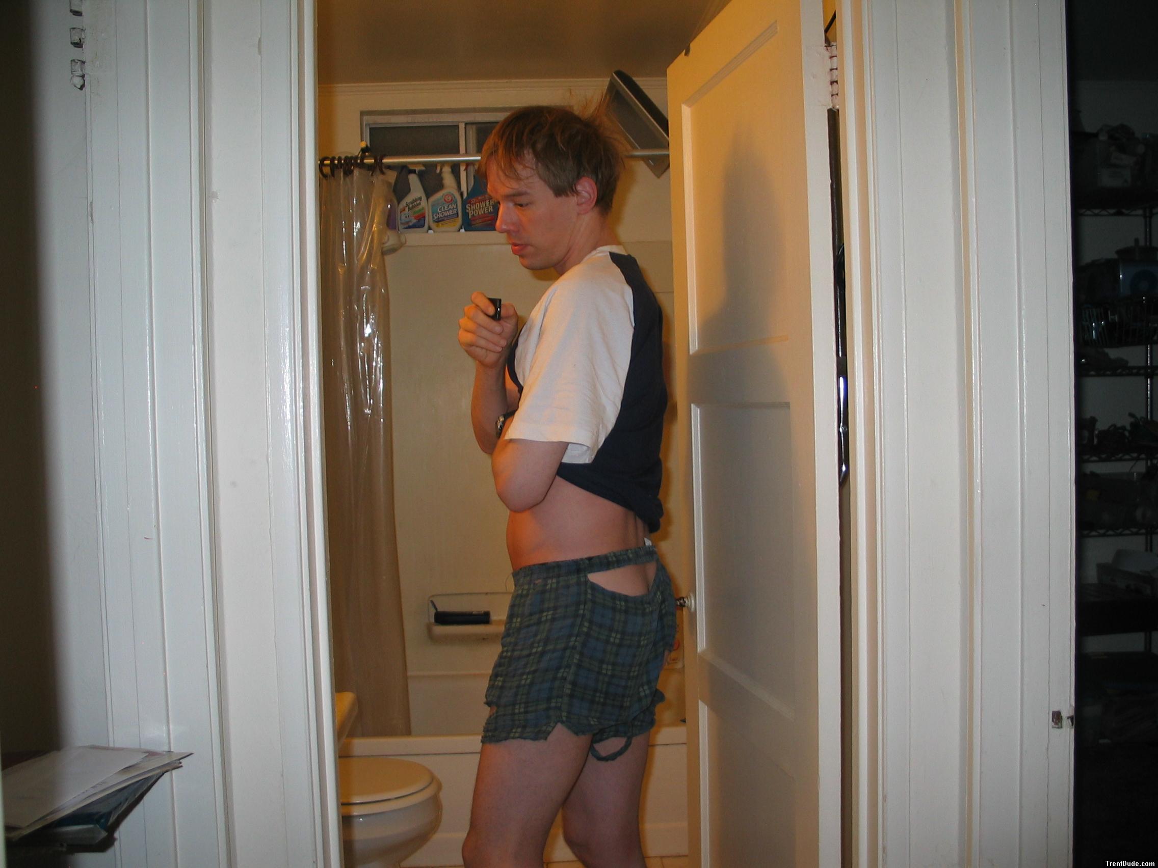 Trent in Ripped Underwear - ripped silk boxers (for sale)