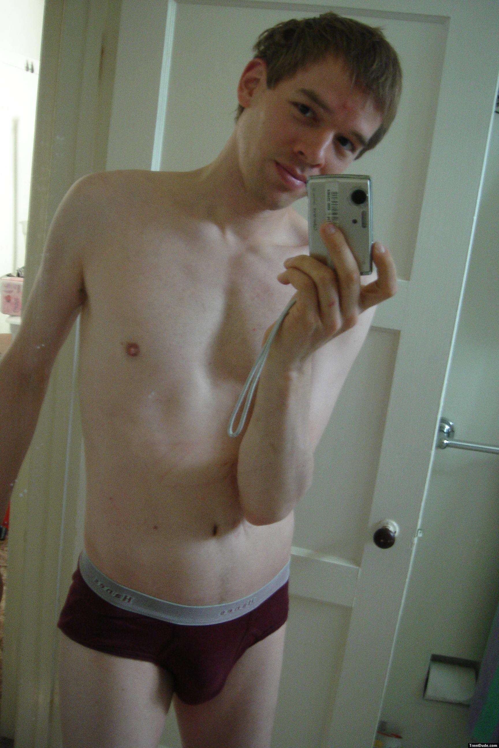 zit on his forehead ( Red hanes!)