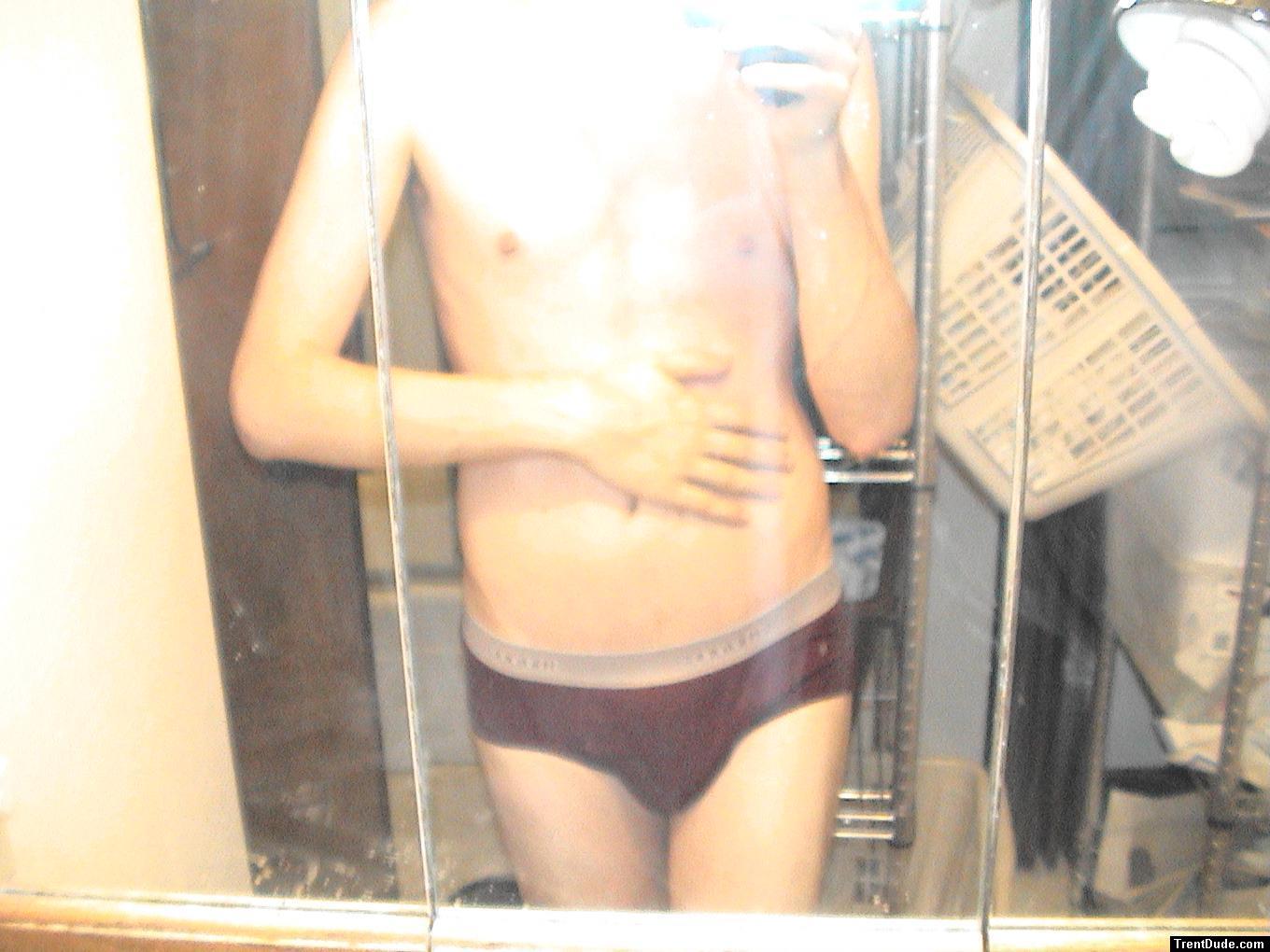 Doing the laundry wearing the last clean item - Red hanes