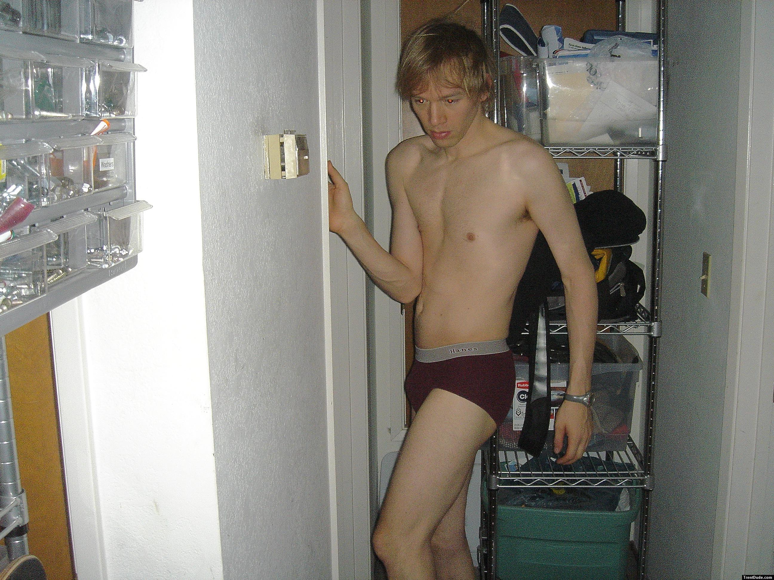 Pondering - Red Hanes briefs