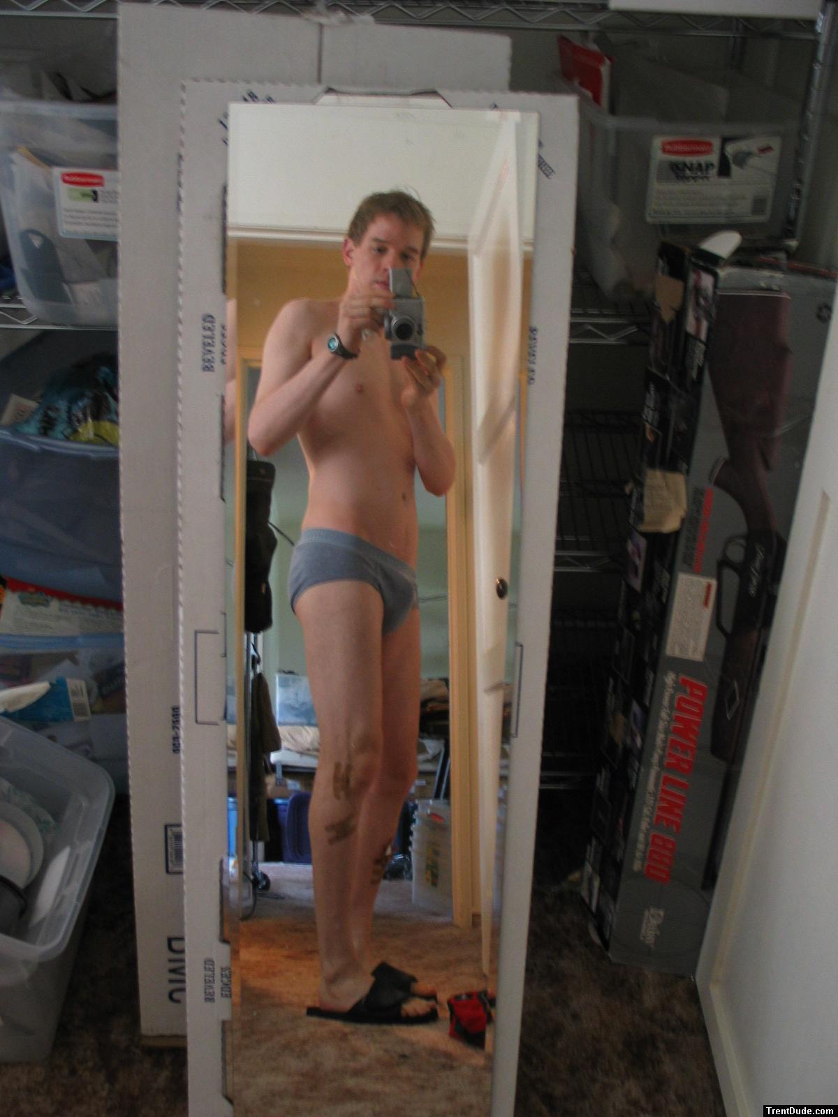 Grey hanes Underwear with bandaids on leg