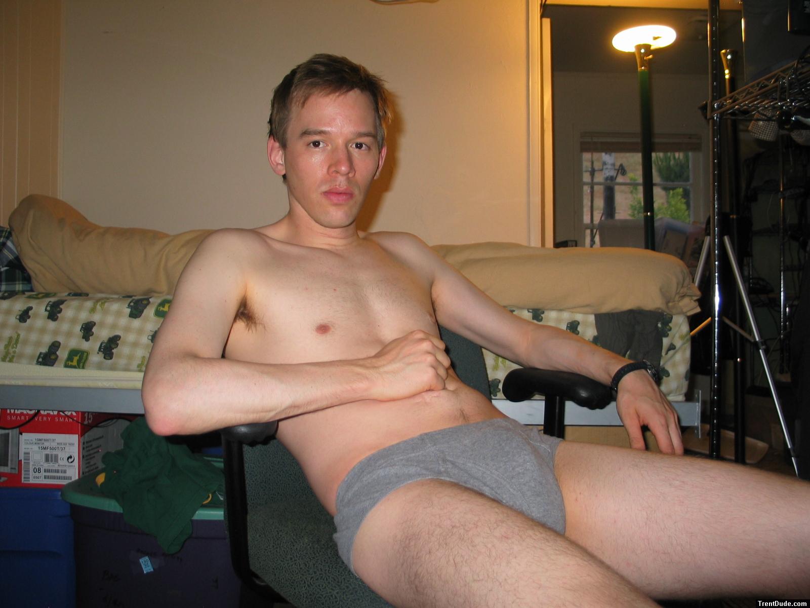 relaxing in  grey hanes comfort fit underwear