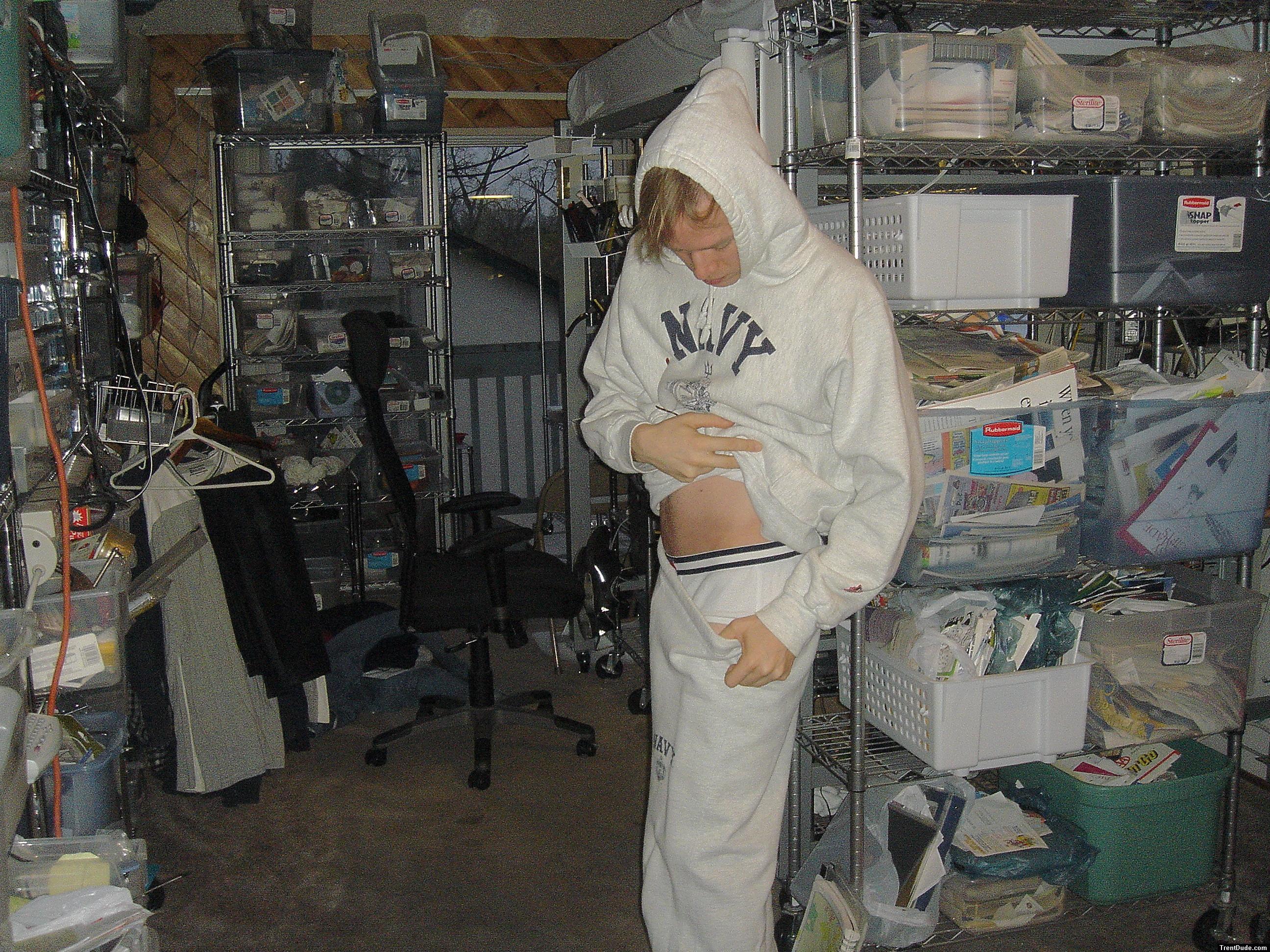 Navy Sweatpants showing Tommy Underwear