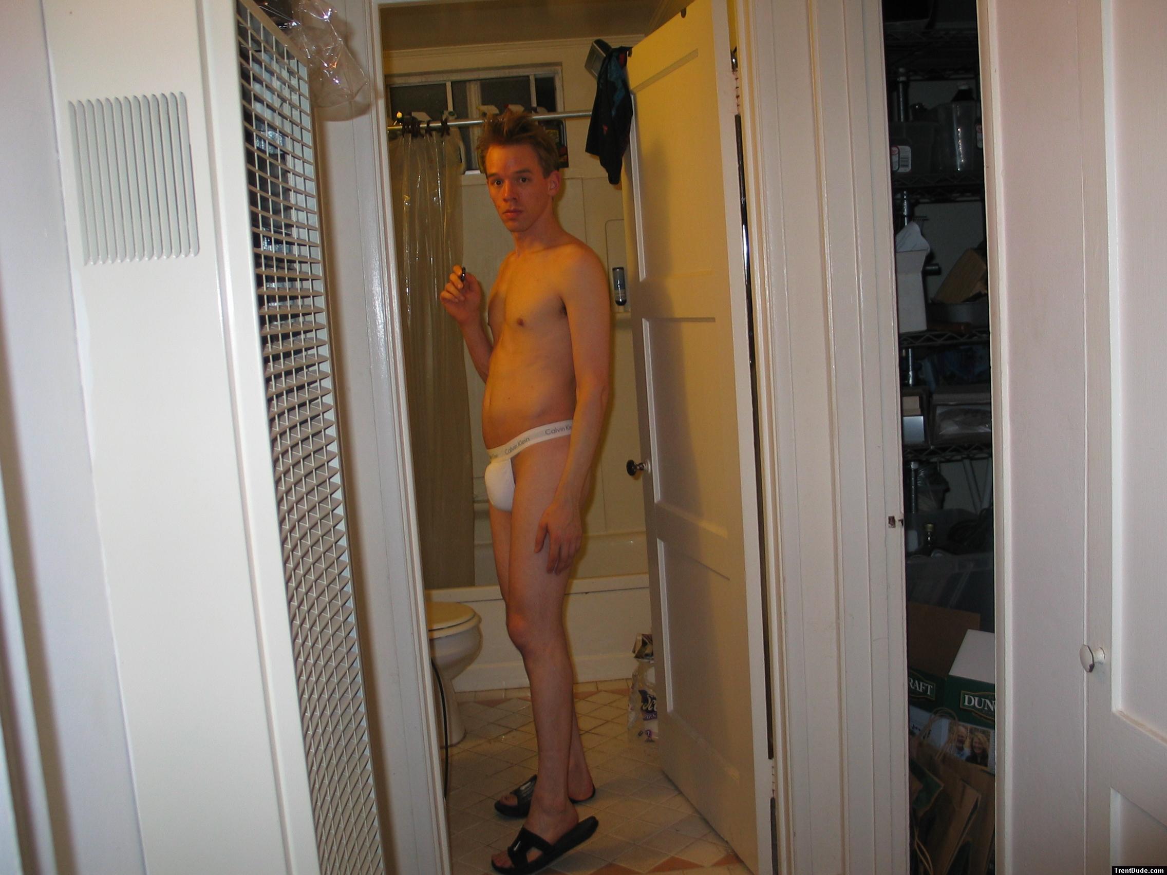 Calvin Klein Thong and messy hair. His only thong, considering buying more