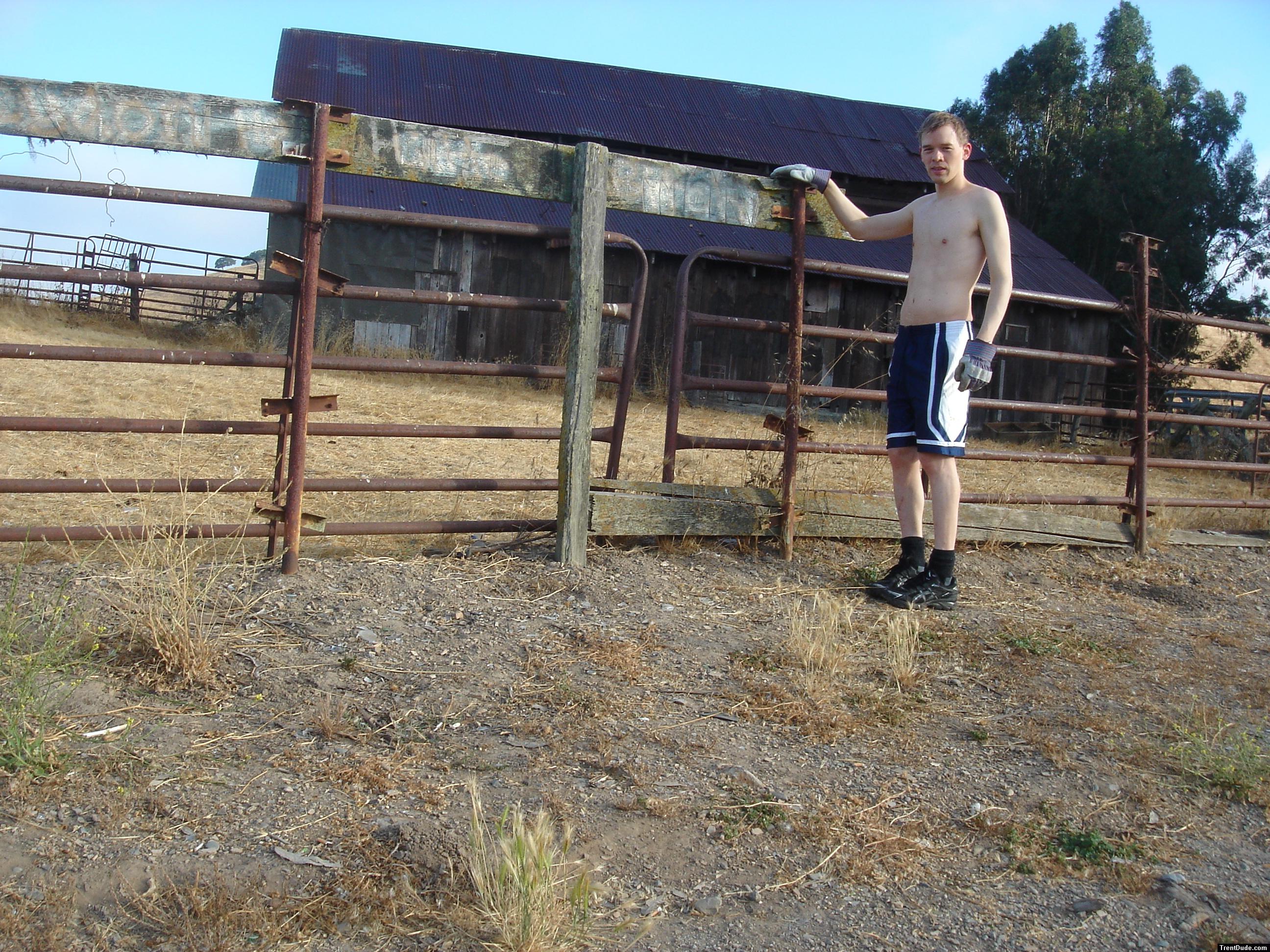 In front of the old barn