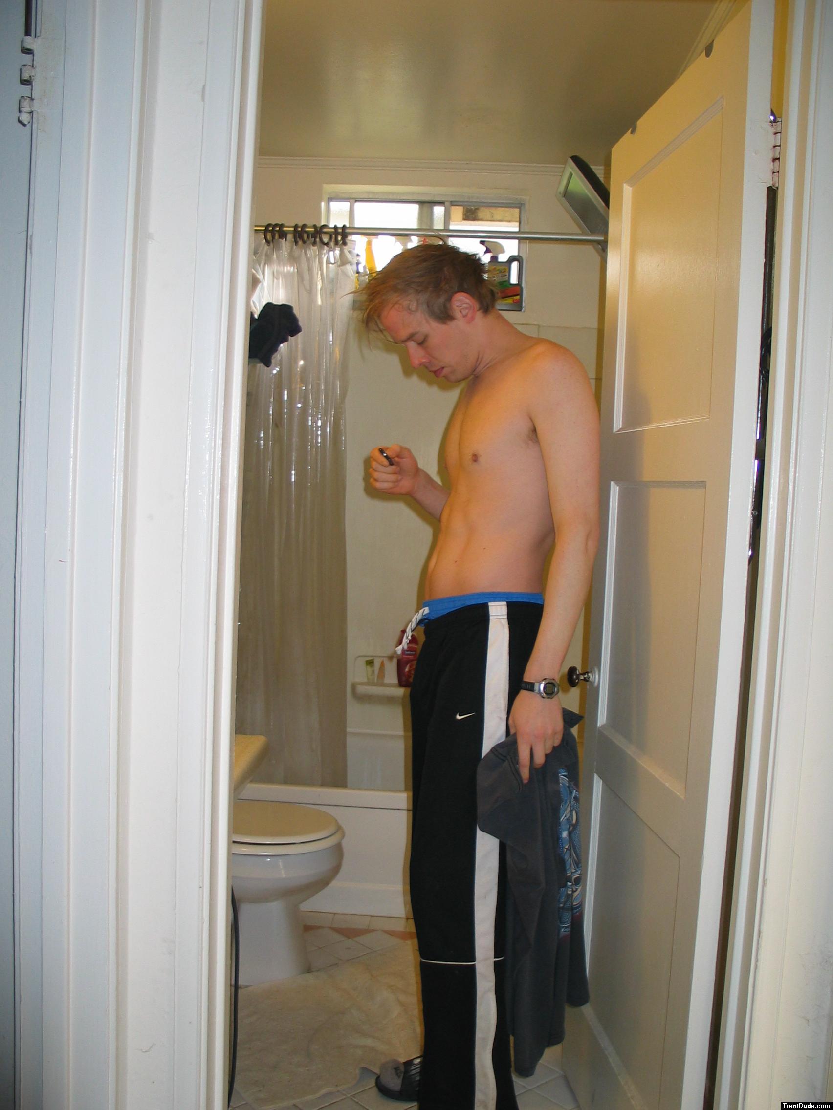 Shirtless in Nike track pants! (best)