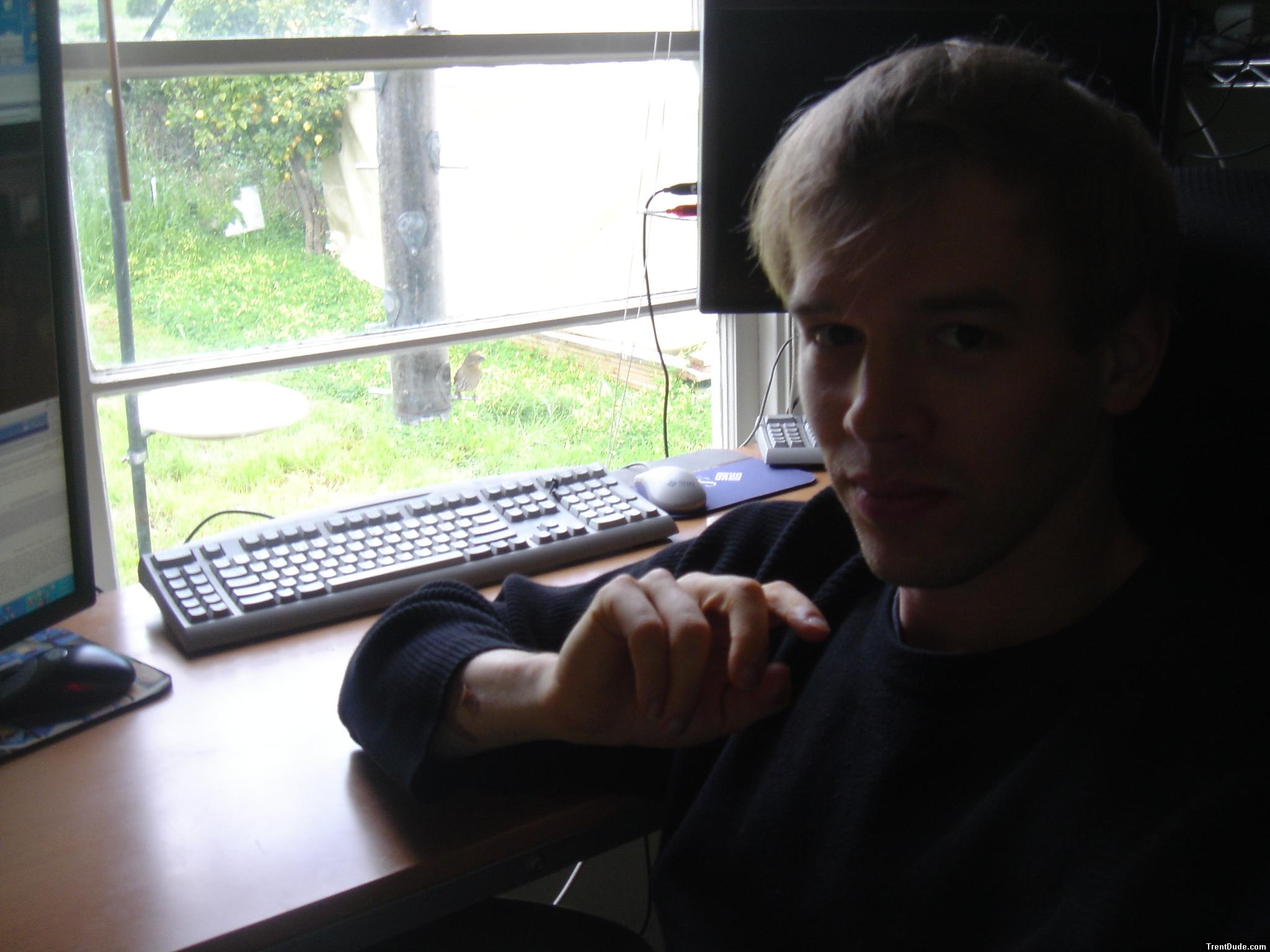 a bird is watching him