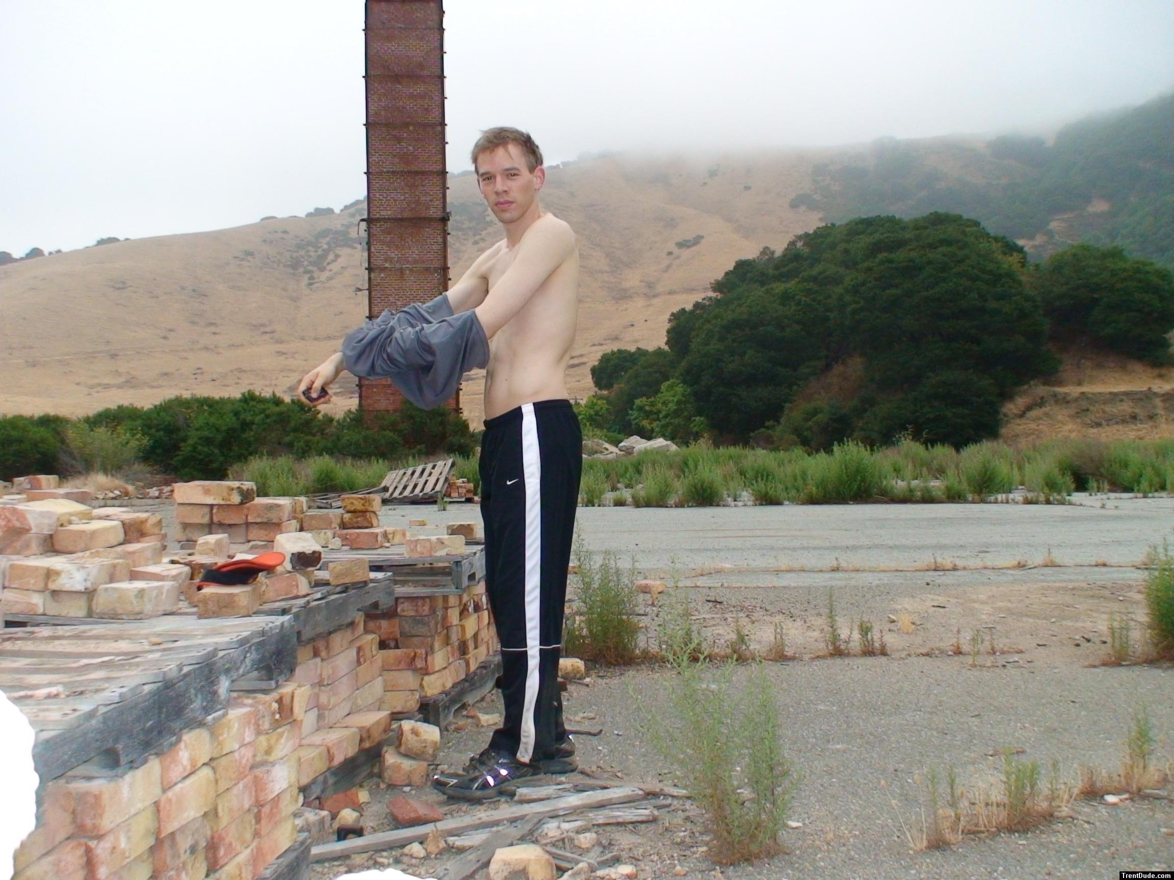 Brickyard photoshoot.   Nike track pants (for sale)
