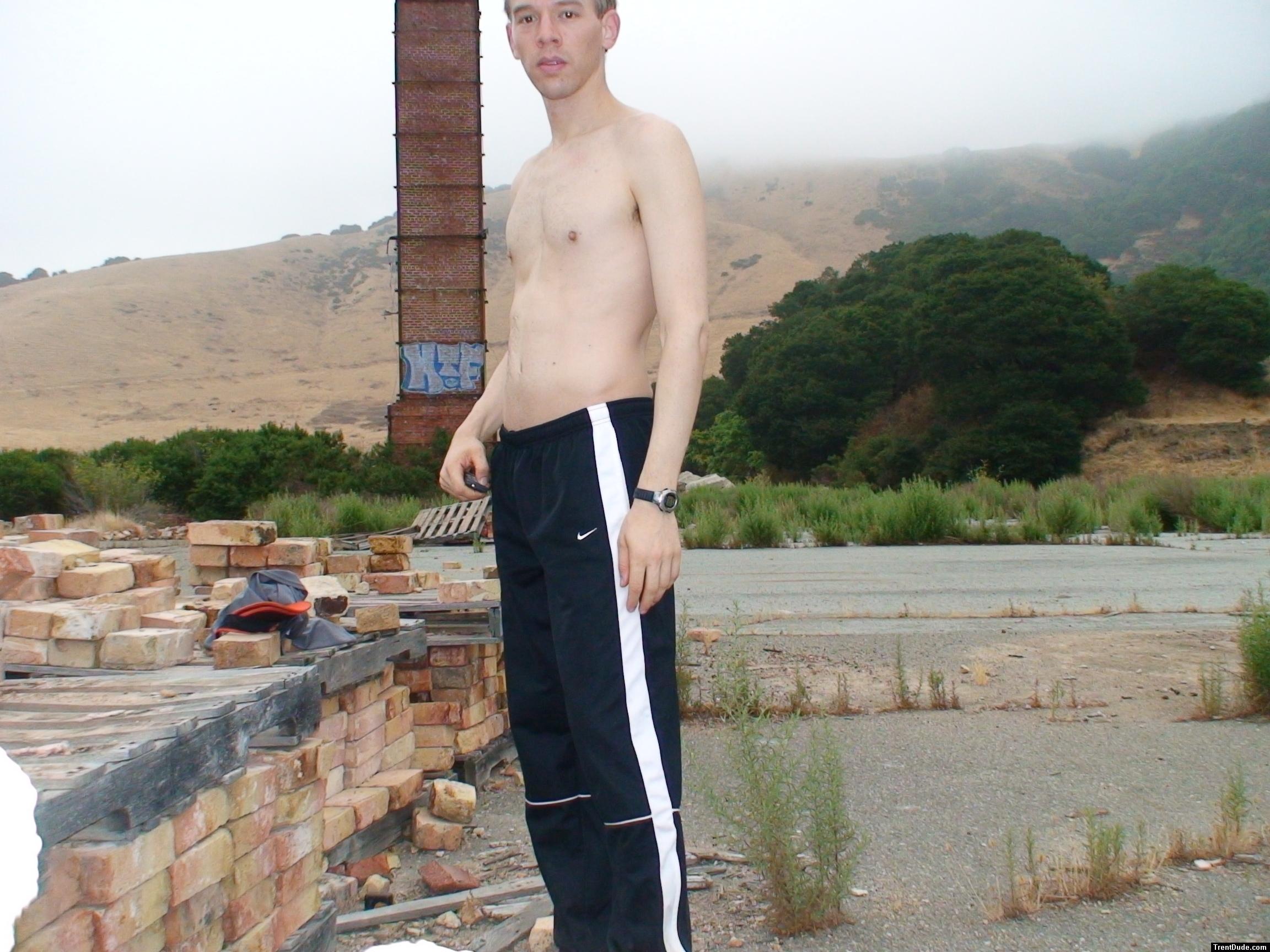 Brickyard photoshoot.   Nike track pants (for sale)