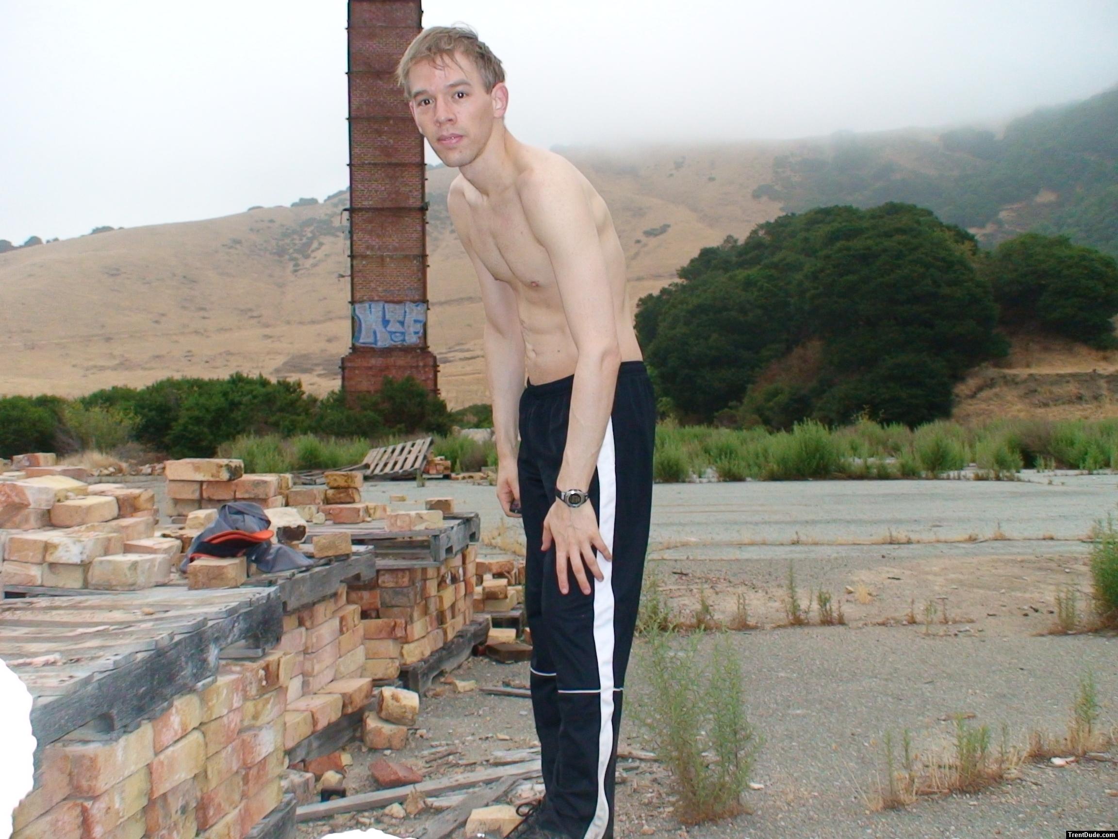 Brickyard photoshoot.   Nike track pants (for sale)