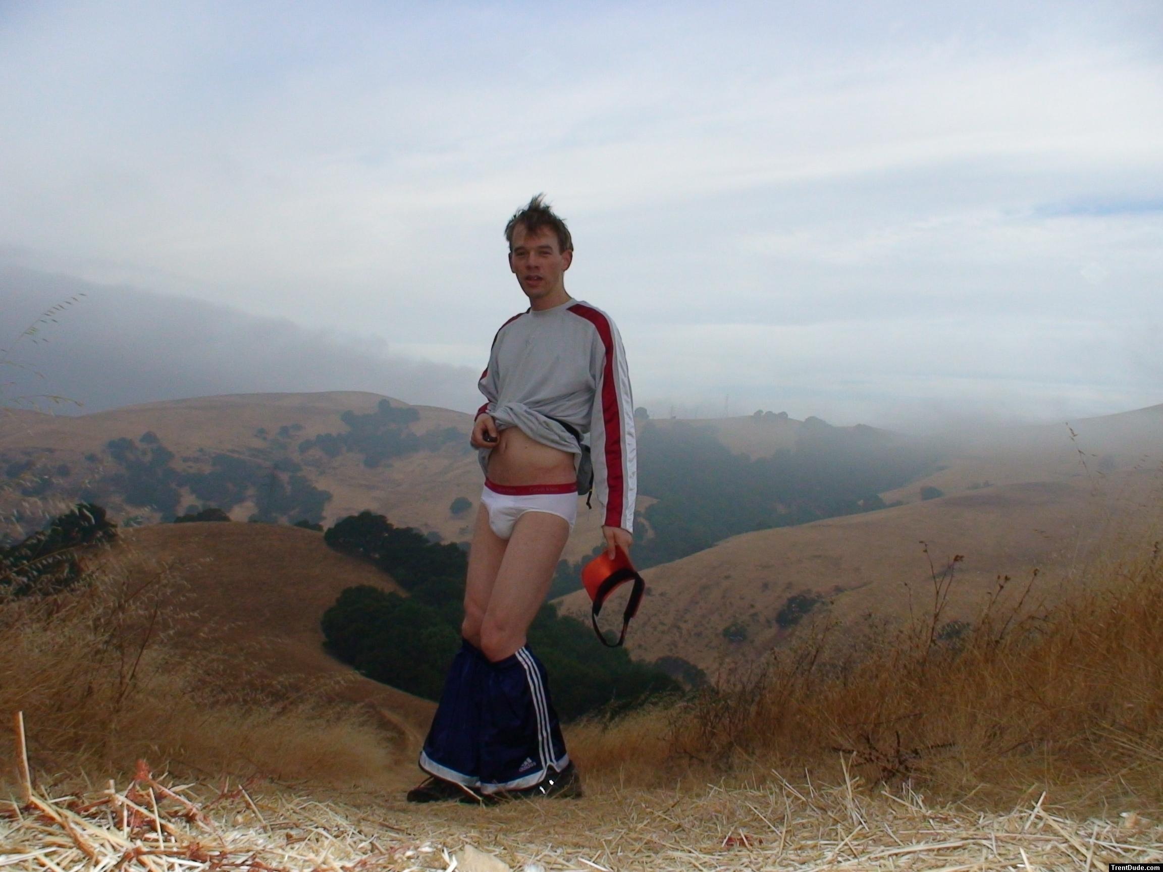 Calvin Klein Hip brief outdoors, on a bad hair day