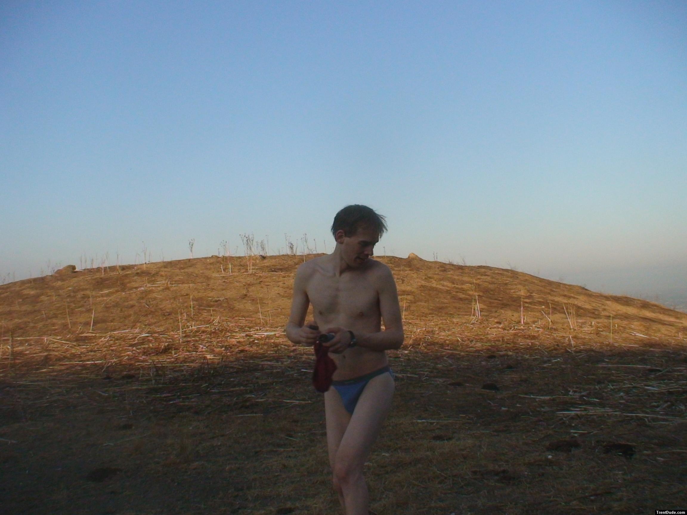 Should I put on this red string bikini that I'm holding?