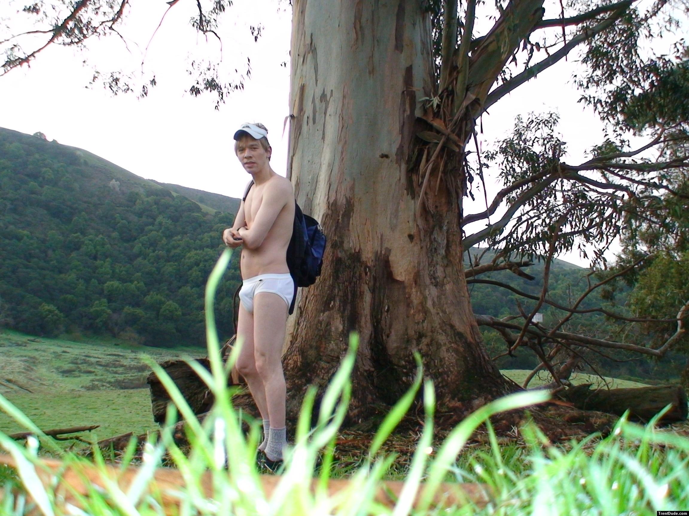 girls will probably laugh at him in his backpack and underwear