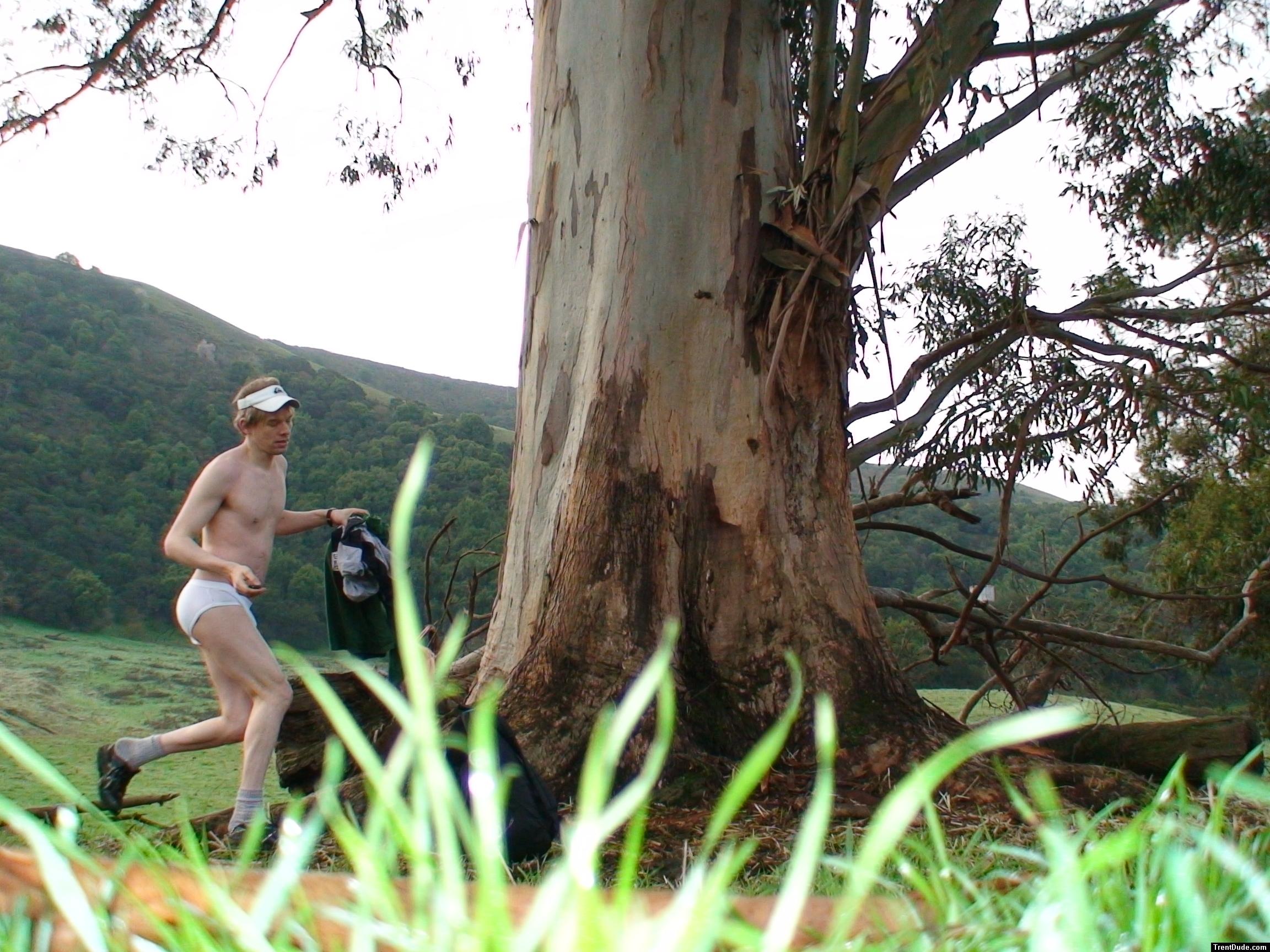 Running from the female cows. They didn't like that!