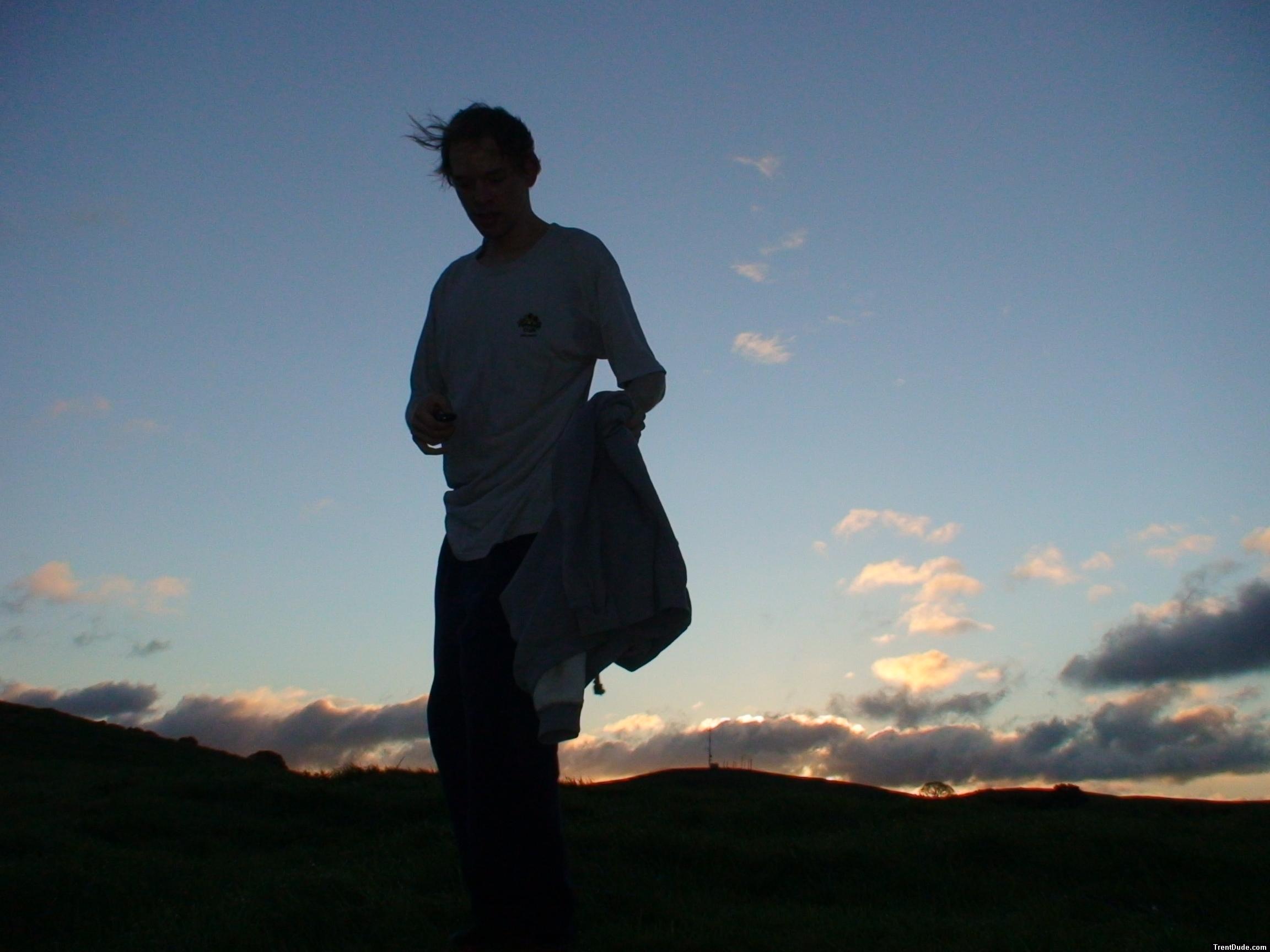 Wind blowing hair at sunrise